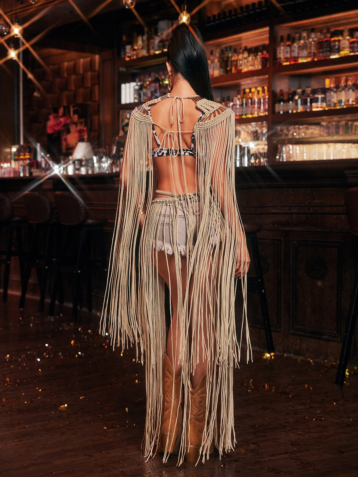 Ixandriel Fringe Knitted Cover Up Skirt Set