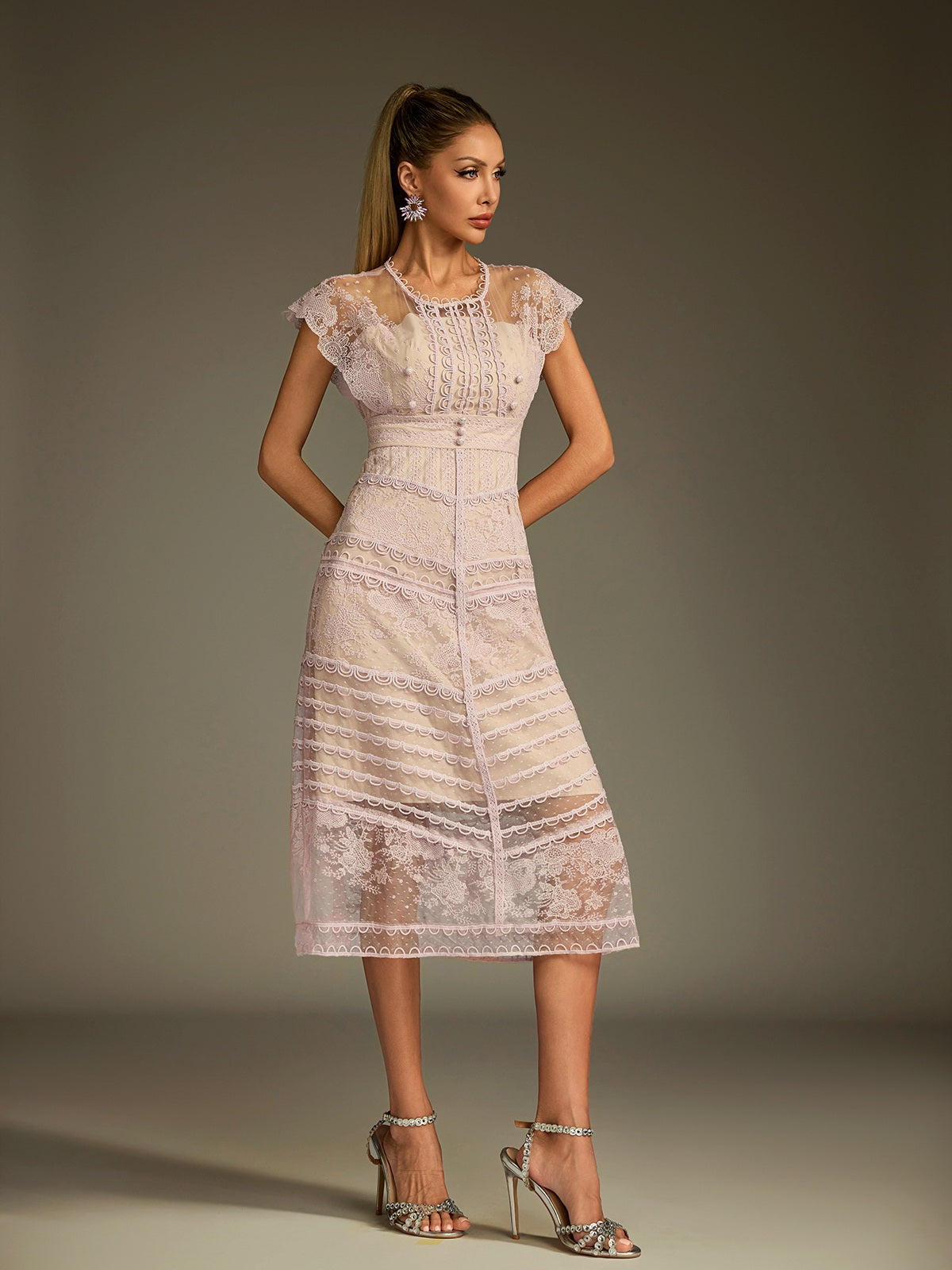 Lucifer Lace Embroidered Midi Dress