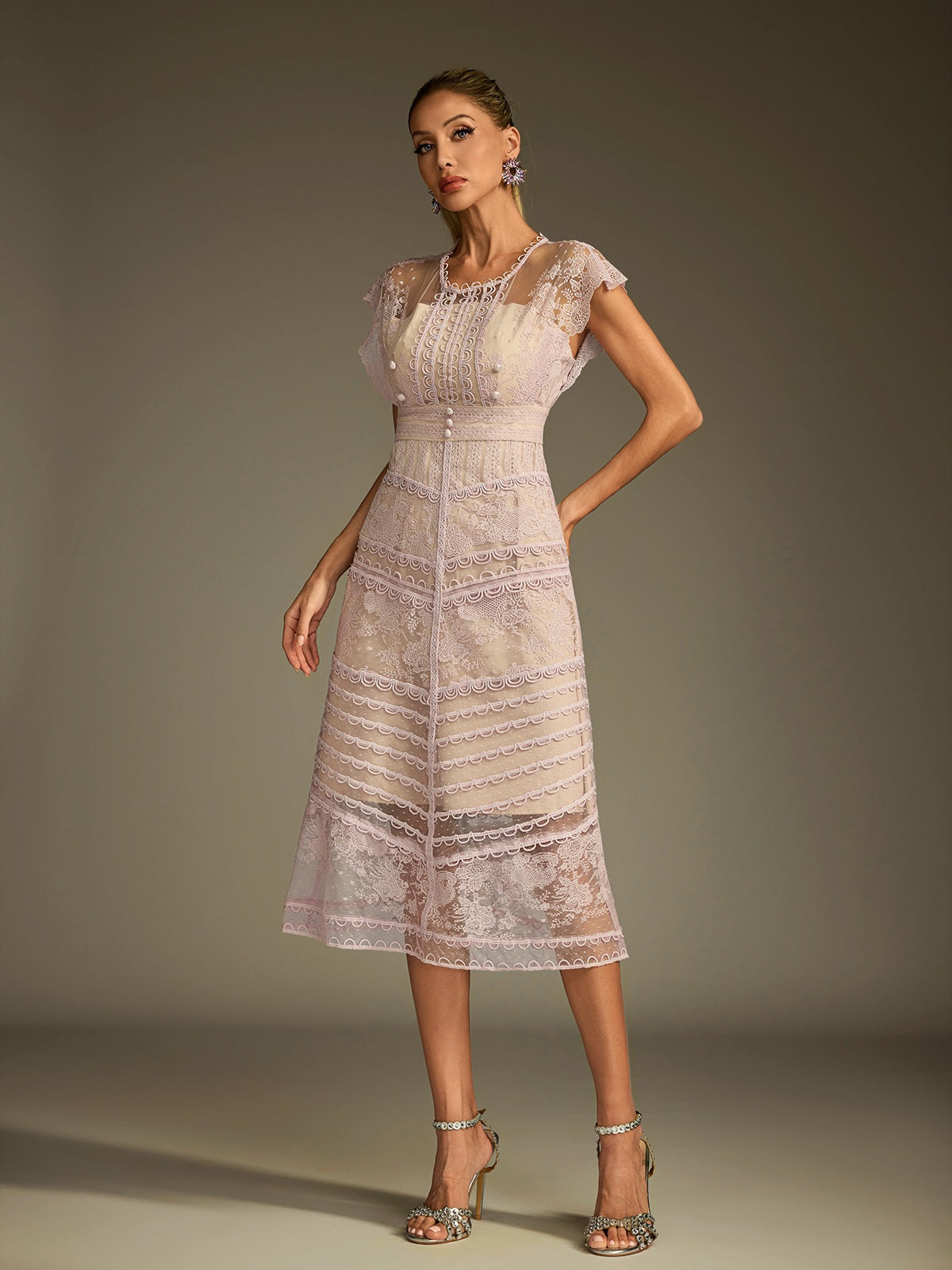 Lucifer Lace Embroidered Midi Dress