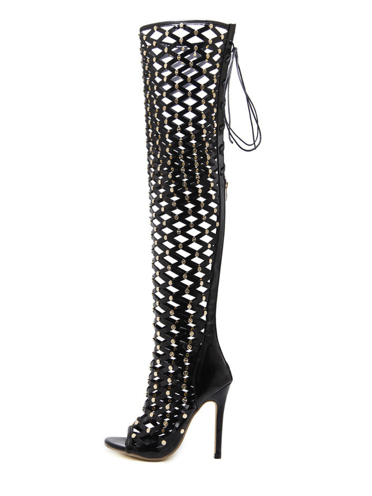Maison Lace Up Net Hollow Boots