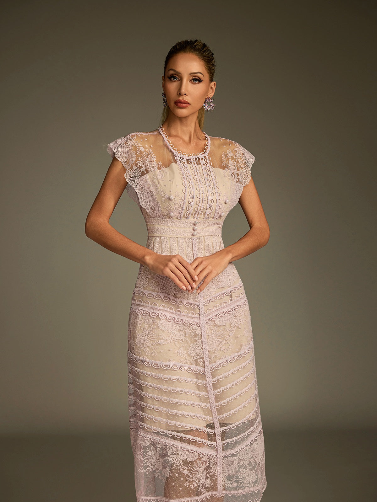 Lucifer Lace Embroidered Midi Dress