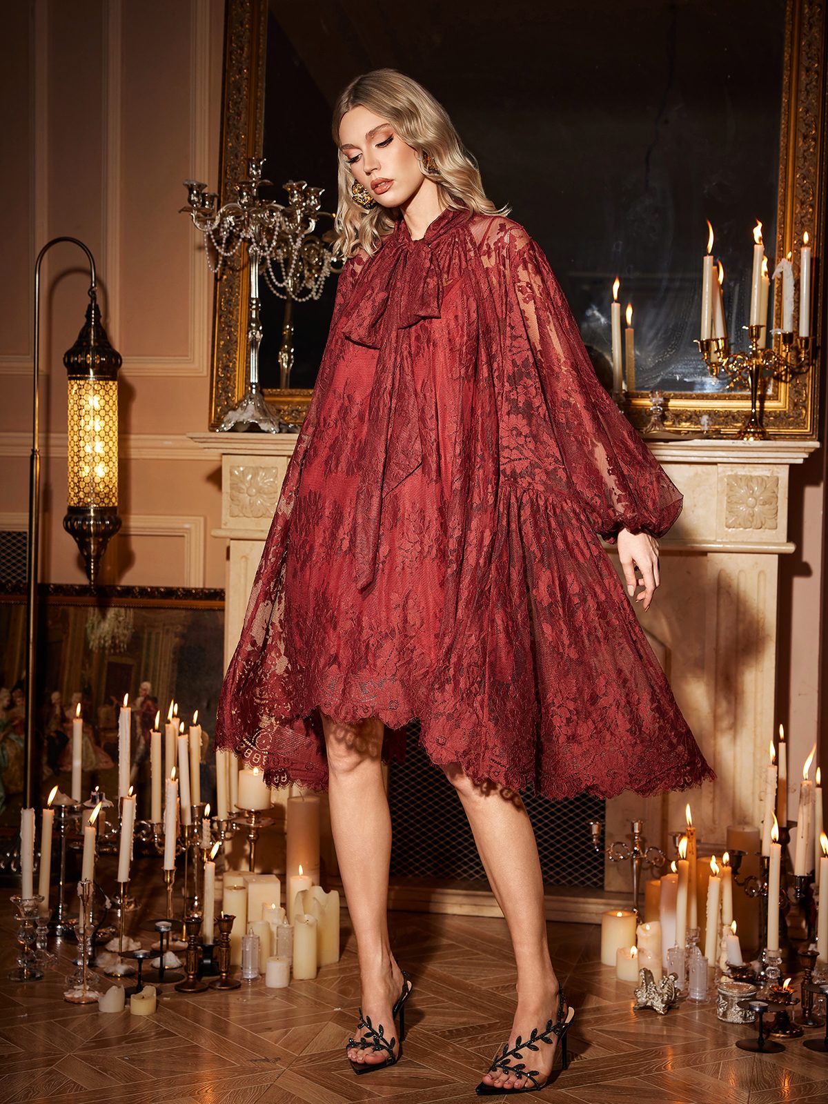 Orinda Long Sleeve Floral Lace Dress