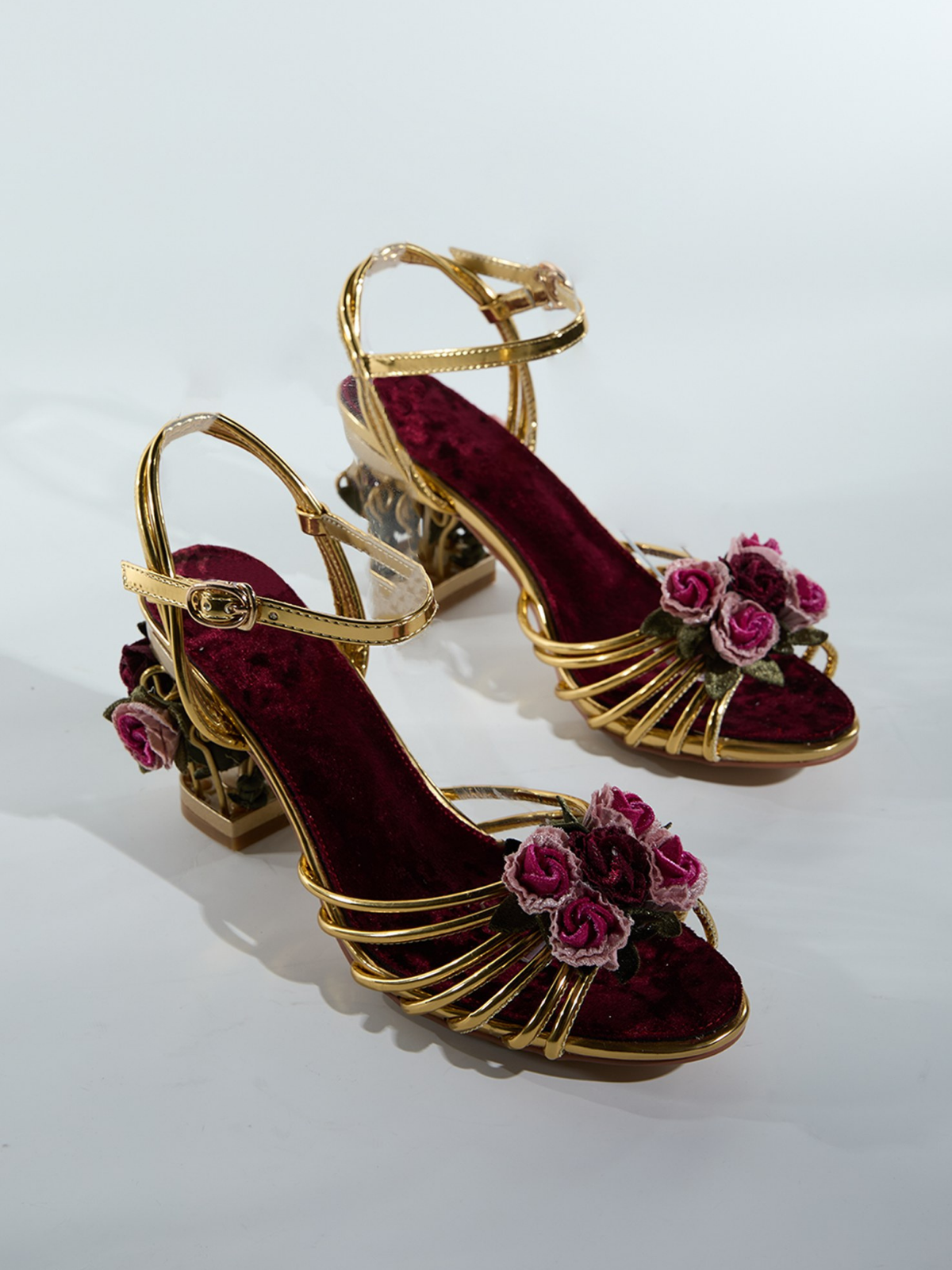 Lolovivi Flower Velvet Sandals