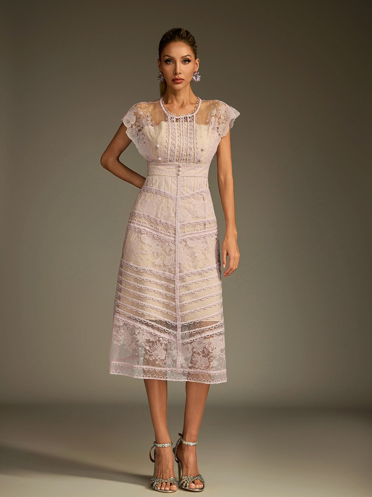 Lucifer Lace Embroidered Midi Dress
